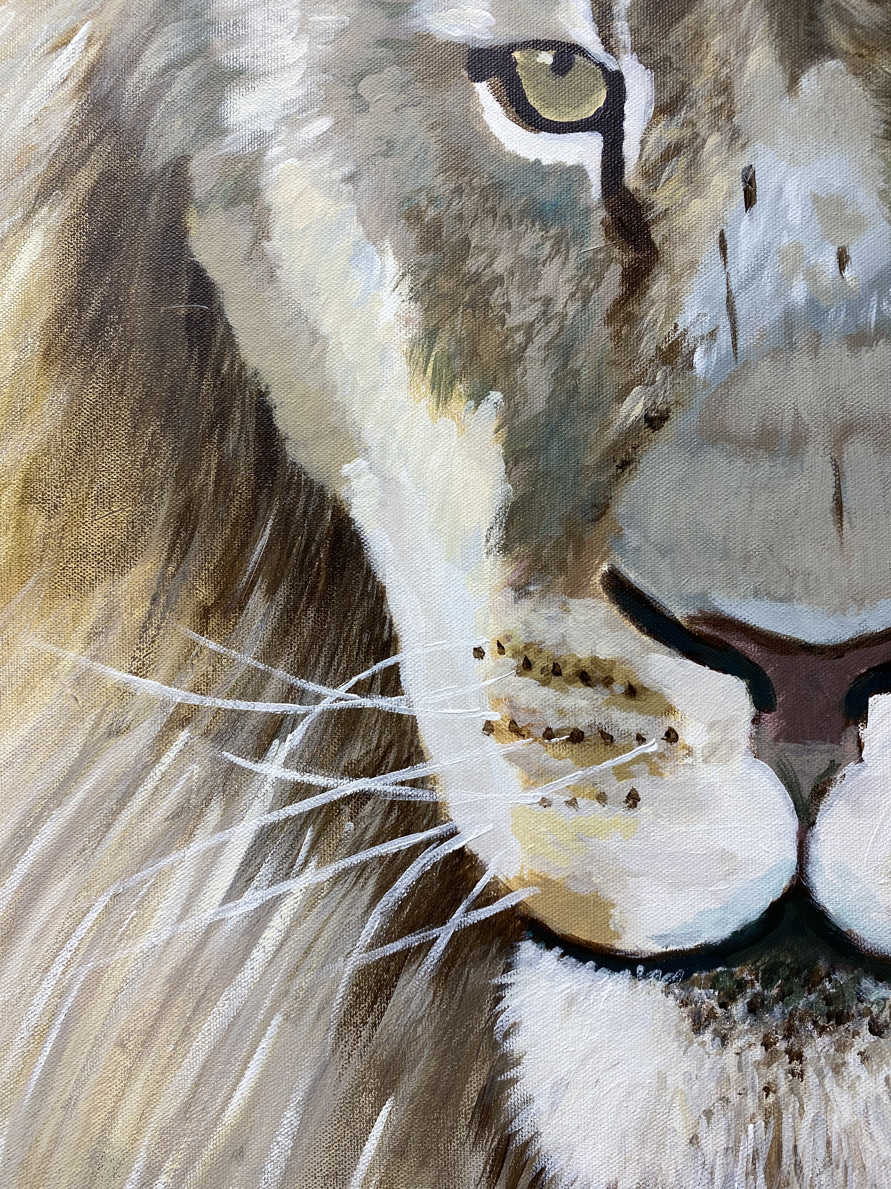 Linkerzijkant van schilderij leeuwenkop